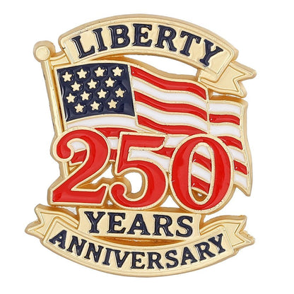 US Independence Day 250 Anniversary Brooch Stars Flag Letters Big Clock Badge Clothes Accessories