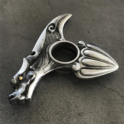 Retro Silver Dragon Single Finger Knuckle Duster EDC