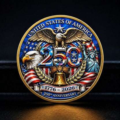 Light Luxury American 250th Anniversary Coin Gold-plated Statue of Liberty Gift Commemorative Coin Collection