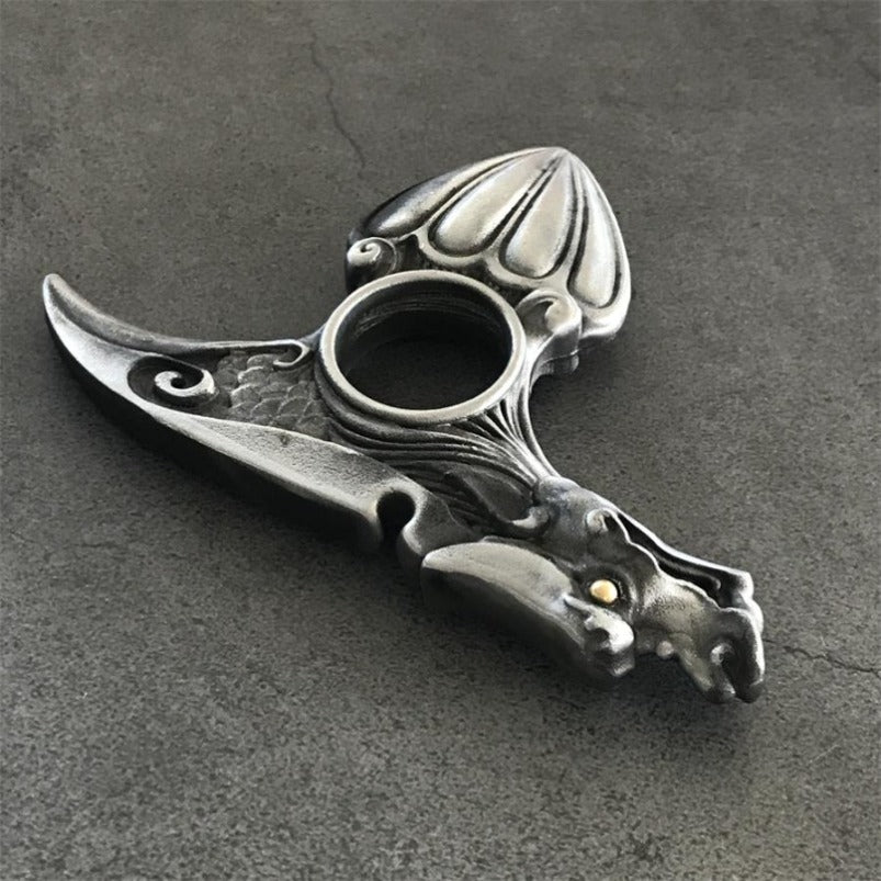Retro Silver Dragon Single Finger Knuckle Duster EDC