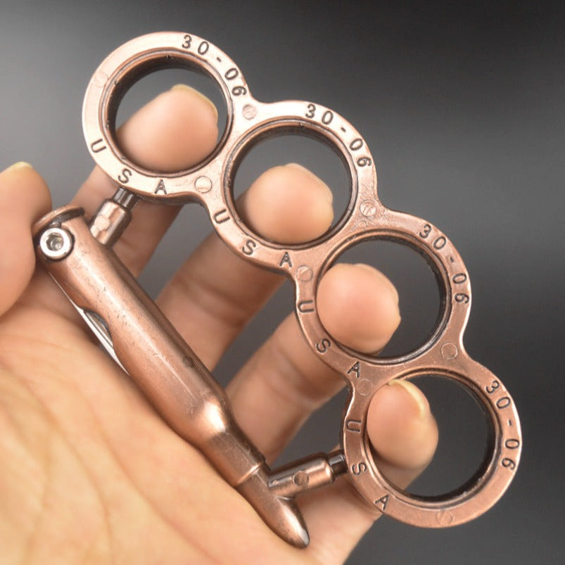 Bullet-Brass Knuckle Duster With Knife Security Defense EDC