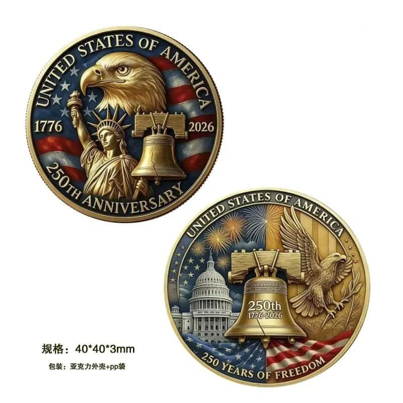 Light Luxury Three-dimensional American 250th Anniversary Commemorative Coin Iconic Commemorative Medal