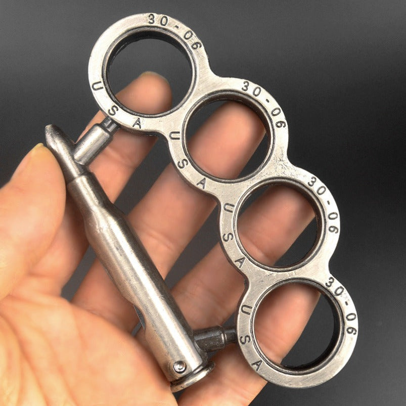 Bullet-Brass Knuckle Duster With Knife Security Defense EDC