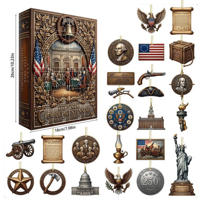 250th Anniversary of U.S. Independence Day Countdown Calendar Blind Box Home Decor Acrylic Pendant