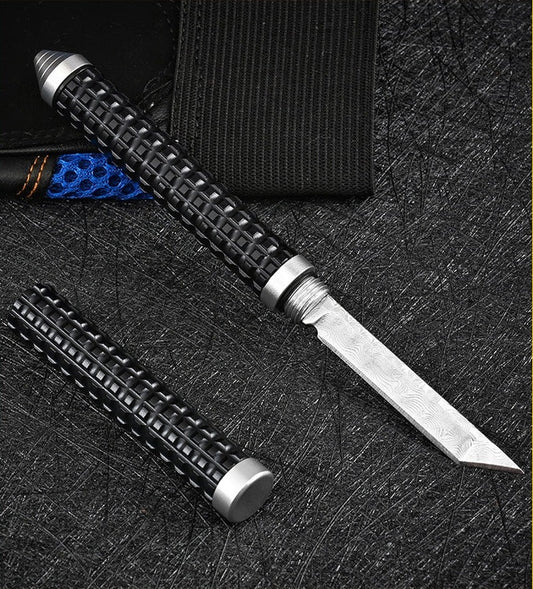 Mini Damascus Pen Broken Window Defense Pocket Knife