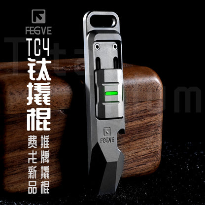 fegve Titanium Pocket Pry Bar Multi-Tool - Bottle Opener, Screwdriver & EDC Pocket Tool