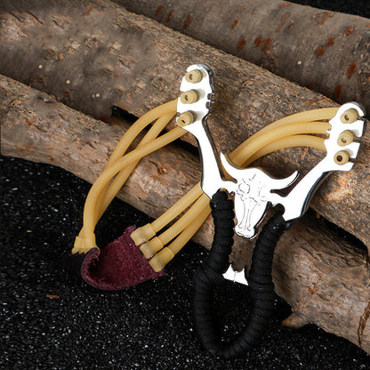 Cow Head Three Card Leather Ball Mirror Zinc Alloy Slingshot