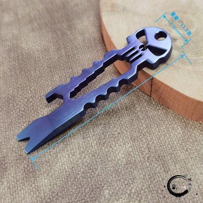 Titanium Skull Multi-Tool Keychain – 6-in-1 EDC Pry Bar