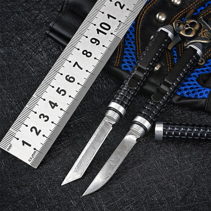 Mini Damascus Pen Knife Broken Window Defense Pocket Knives