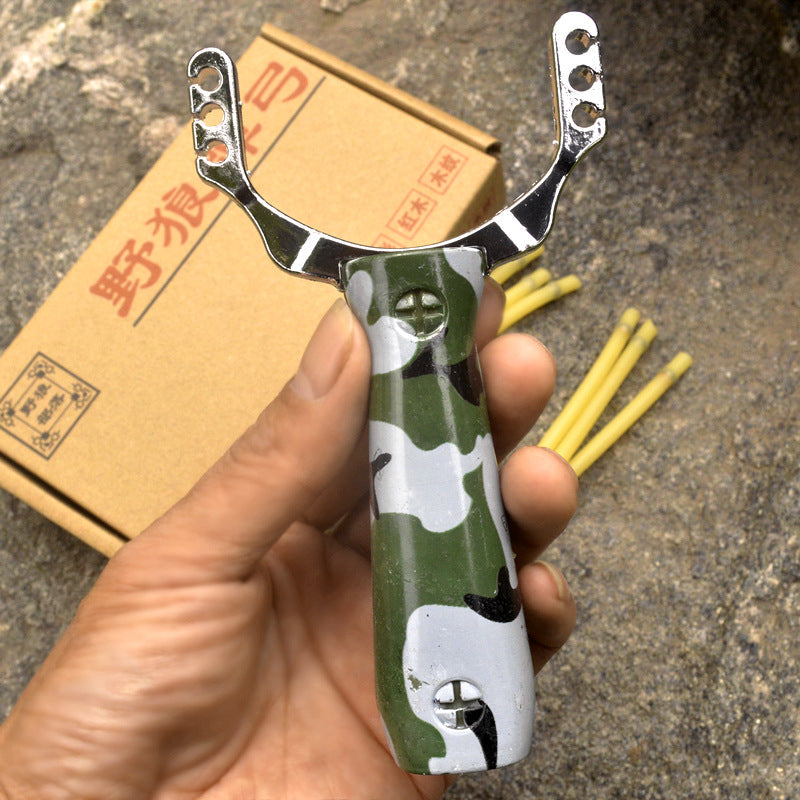 Wood Grain Camouflage Metal Slingshot Set Hunting Gear