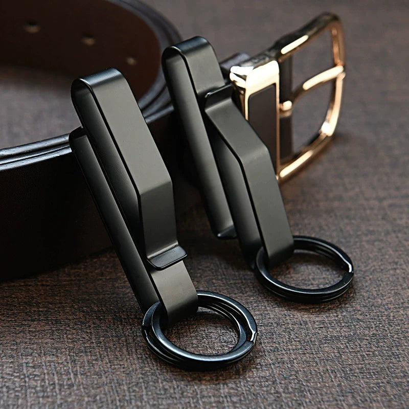 High Fashion Black Steel BeltClip Keychain for Men
