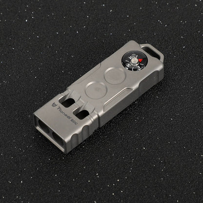 Titanium Compass Double Barrel Popping Whistle Outdoor Rescue EDC