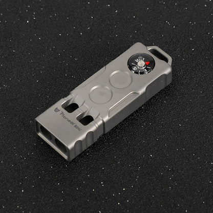 Titanium Compass Double Barrel Popping Whistle Outdoor Rescue EDC