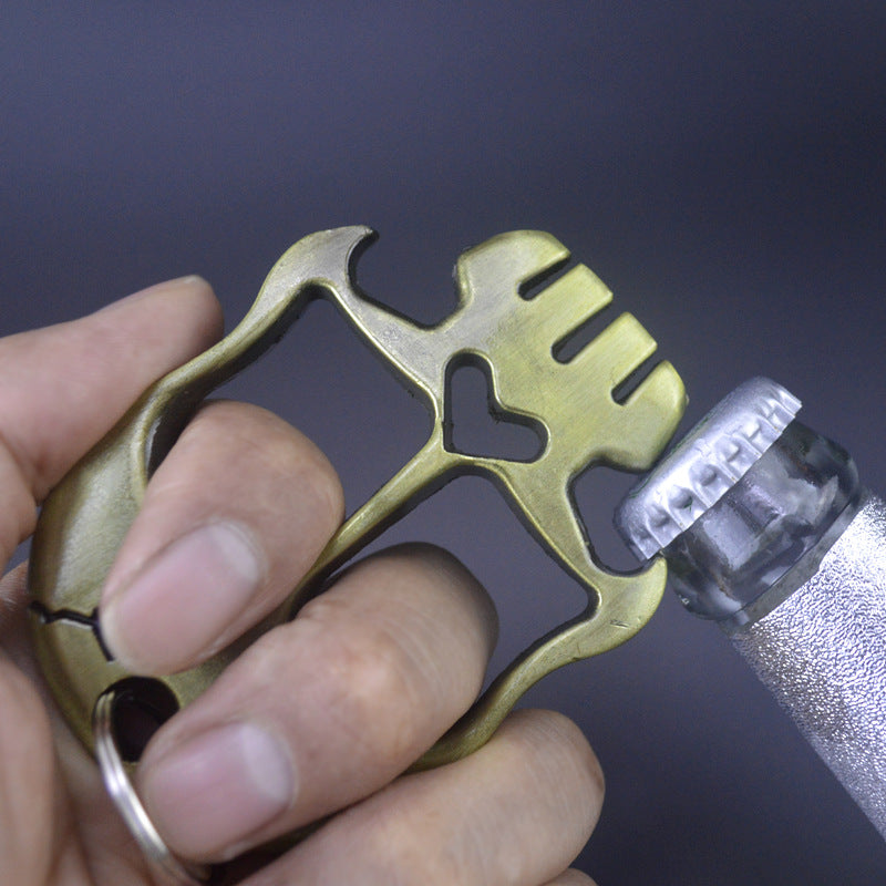 Mask-Thickened and Weighted Brass Knuckle Duster Bottle Opener