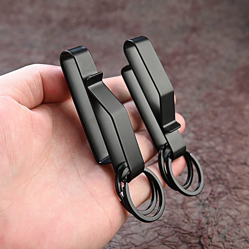 High Fashion Black Steel BeltClip Keychain for Men