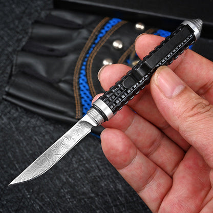 Mini Damascus Pen Knife Broken Window Defense Pocket Knives