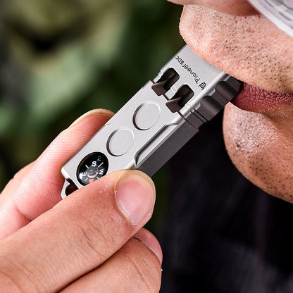 Titanium Compass Double Barrel Popping Whistle Outdoor Rescue EDC