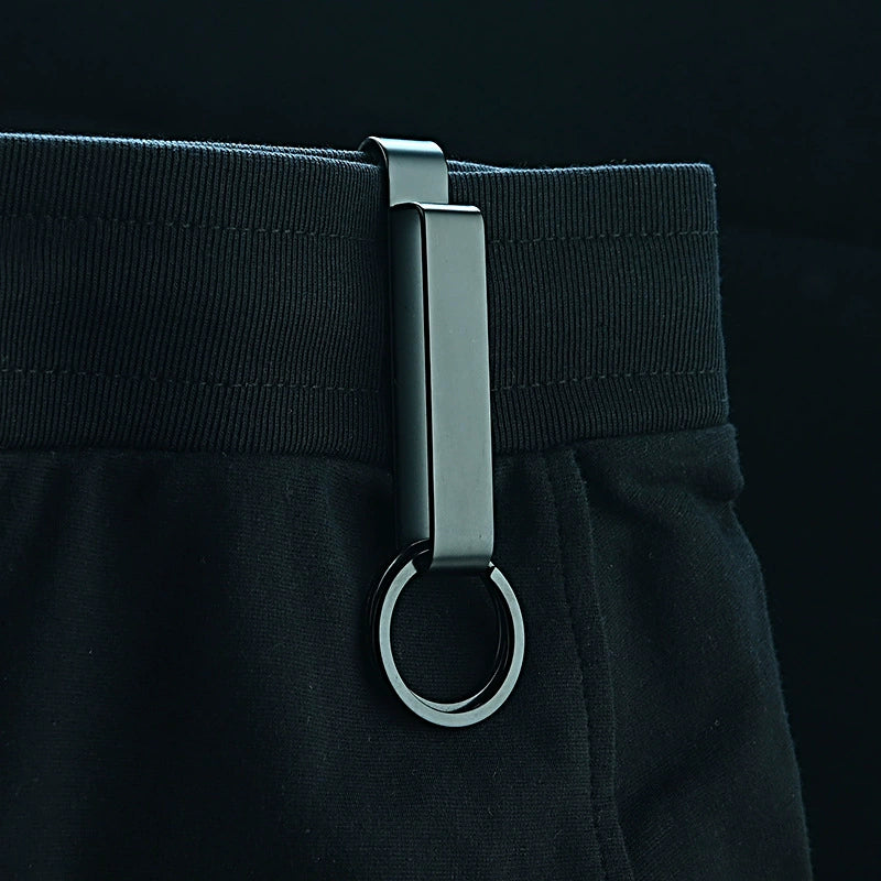 High Fashion Black Steel BeltClip Keychain for Men