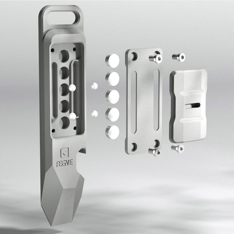 fegve Titanium Pocket Pry Bar Multi-Tool - Bottle Opener, Screwdriver & EDC Pocket Tool