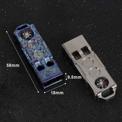 Titanium Compass Double Barrel Popping Whistle Outdoor Rescue EDC
