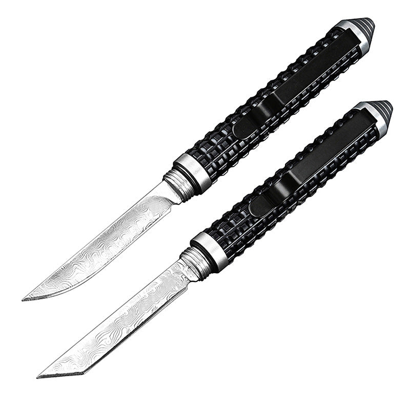 Mini Damascus Pen Knife Broken Window Defense Pocket Knives