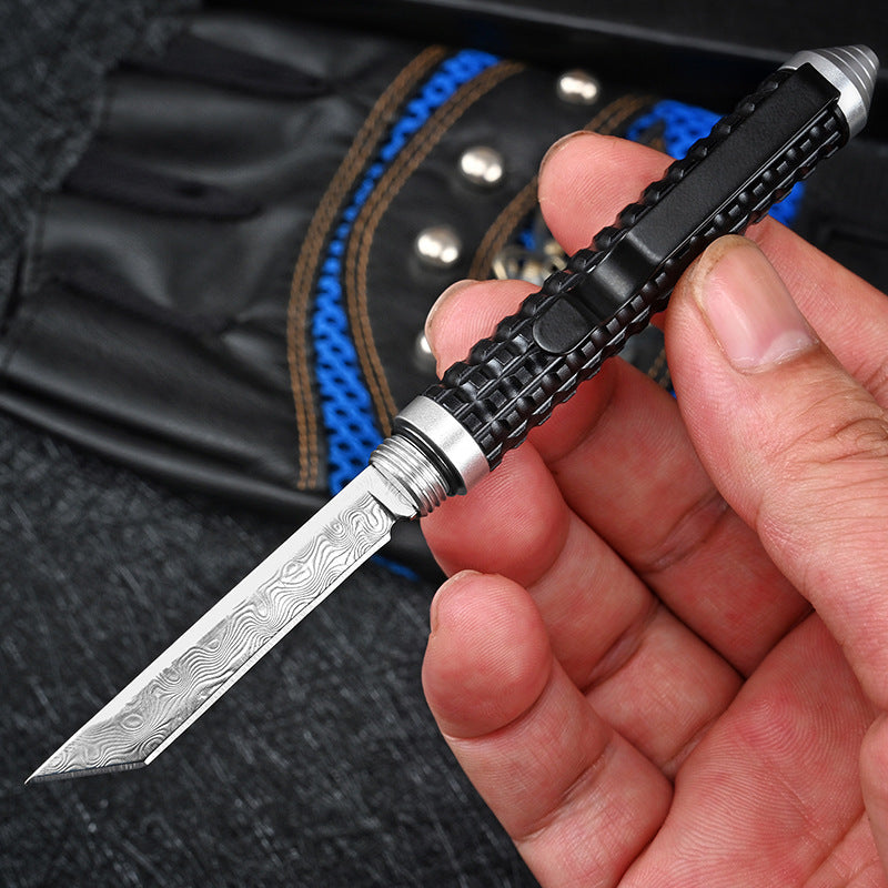 Mini Damascus Pen Knife Broken Window Defense Pocket Knives