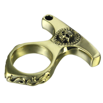 Vintage Skull Brass Knuckle Duster Protection Pendant EDC Tool