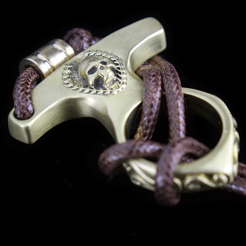 Vintage Skull Brass Knuckle Duster Protection Pendant EDC Tool