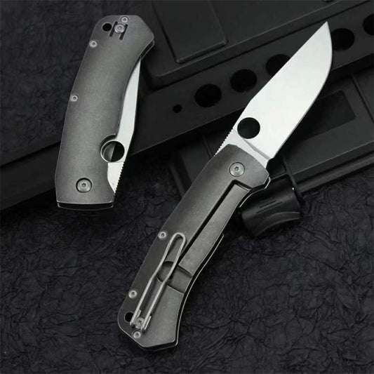 D2 with Holes Blade Titanium Alloy Handle Folding Knife