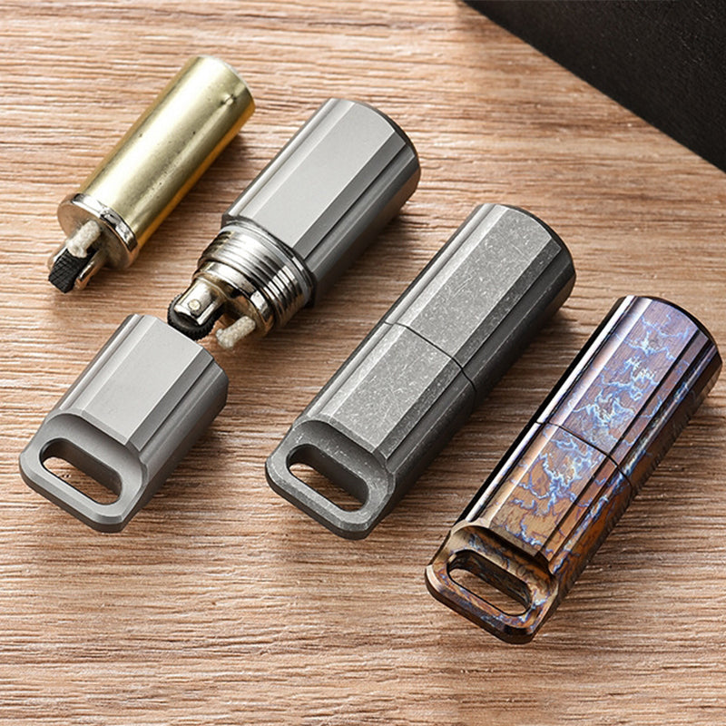 Titanium Waterproof Sealed Compartment Pillbox Lighter