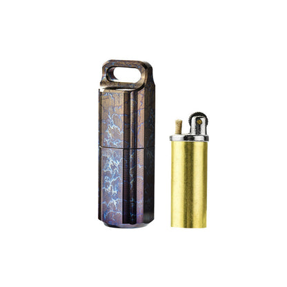 Titanium Waterproof Sealed Compartment Pillbox Lighter