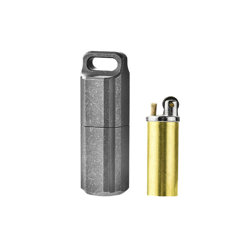 Titanium Waterproof Sealed Compartment Pillbox Lighter