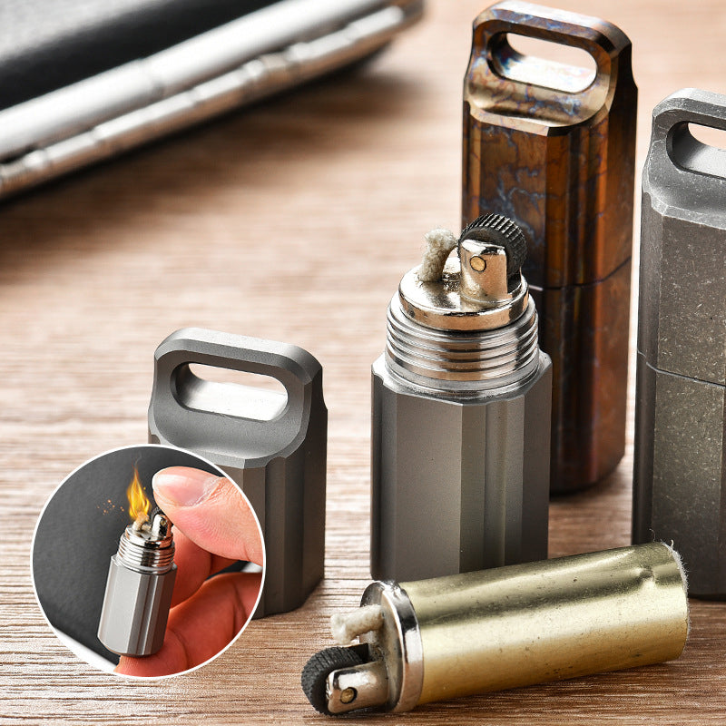 Titanium Waterproof Sealed Compartment Pillbox Lighter