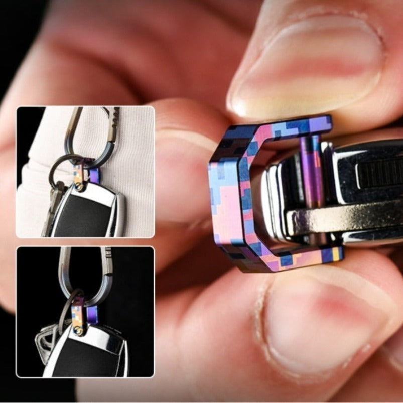 KOU001 Mini Titanium Carabiner Keychain – D-Ring Quick-Release Multi-Tool Key Ring