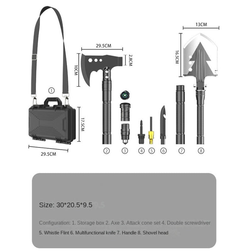 Multifunctional Knife Shovel Axe Camping Survival Toolbox EDC