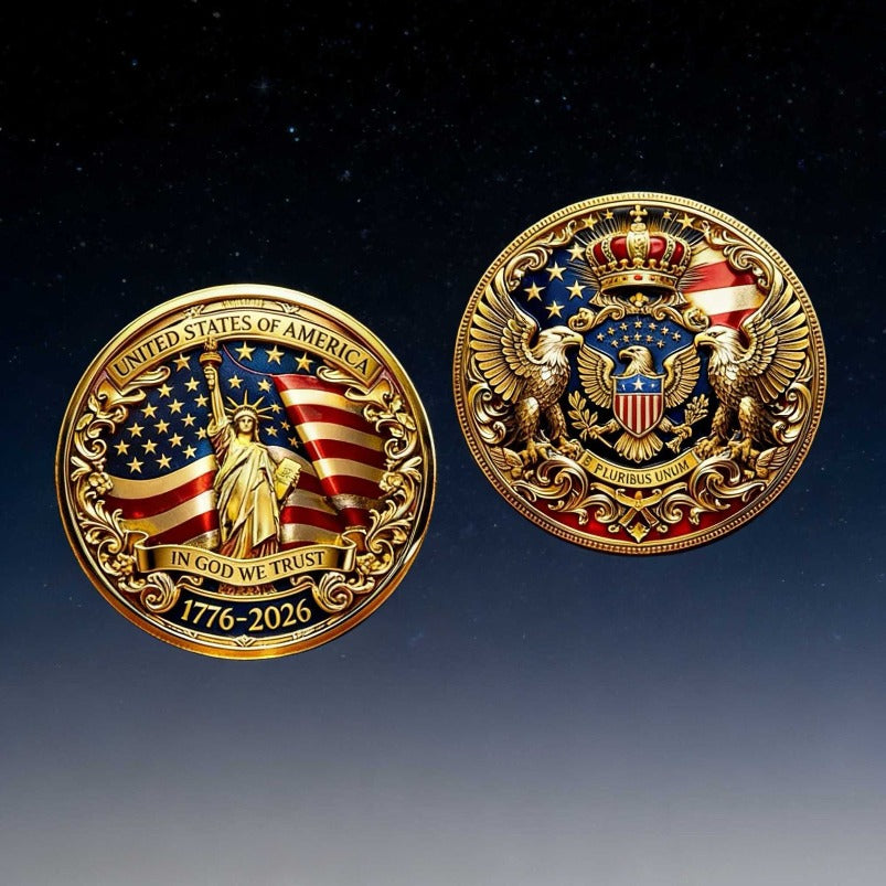 New American 250 Anniversary Coin Gold Plated Statue of Liberty Commemorative Coin Collection