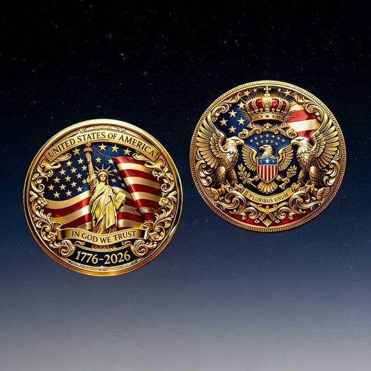 New American 250 Anniversary Coin Gold Plated Statue of Liberty Commemorative Coin Collection