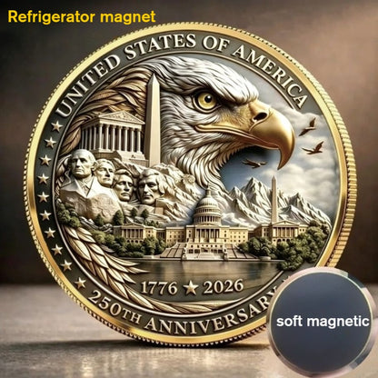 U.S. 250th Anniversary Metal Fridge Magnet with Soft Magnetic Backing—Home Decor Magnet