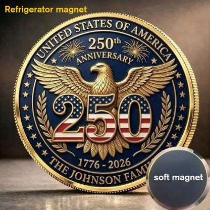 U.S. 250th Anniversary Metal Fridge Magnet with Soft Magnetic Backing—Home Decor Magnet