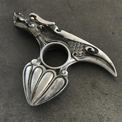 Retro Silver Dragon Single Finger Knuckle Duster EDC