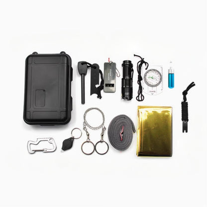Multifunctional Field Emergency Kit Box Flint Compass Whistle Wire Saw