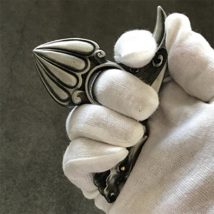 Retro Silver Dragon Single Finger Knuckle Duster EDC