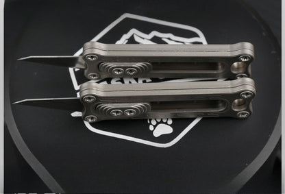 Titanium/Brass Slide-out Sharp Blades Mini Knife with Keychain EDC
