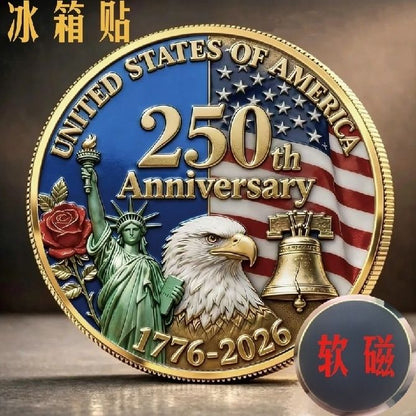 U.S. 250th Anniversary Metal Fridge Magnet with Soft Magnetic Backing—Home Decor Magnet