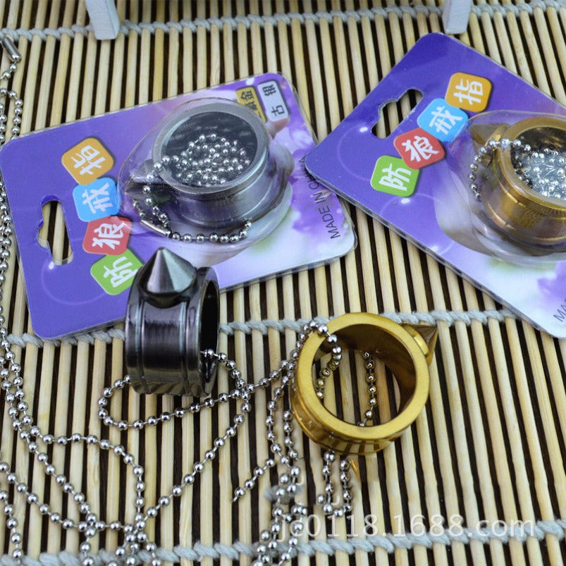 Knuckle Duster Window Breaking Defense Pendant Ring