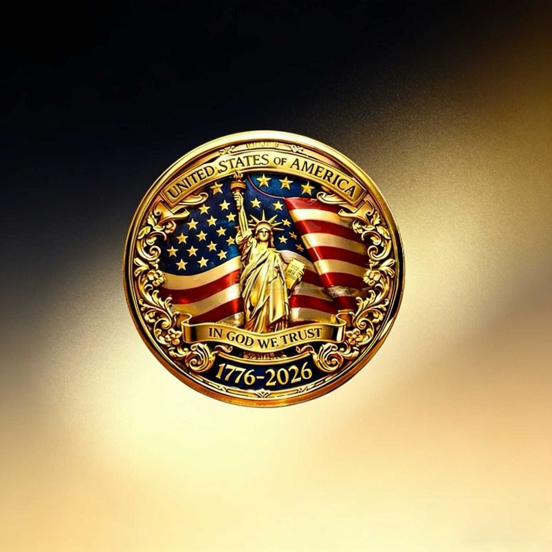 New American 250 Anniversary Coin Gold Plated Statue of Liberty Commemorative Coin Collection