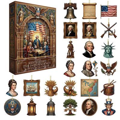 250th Anniversary of U.S. Independence Day Countdown Calendar Blind Box Home Decor Acrylic Pendant