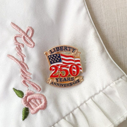 US Independence Day 250 Anniversary Brooch Stars Flag Letters Big Clock Badge Clothes Accessories