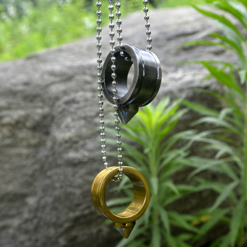 Knuckle Duster Window Breaking Defense Pendant Ring