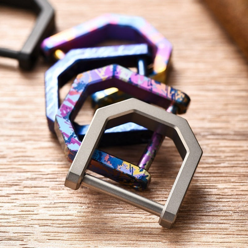 KOU001 Mini Titanium Carabiner Keychain – D-Ring Quick-Release Multi-Tool Key Ring